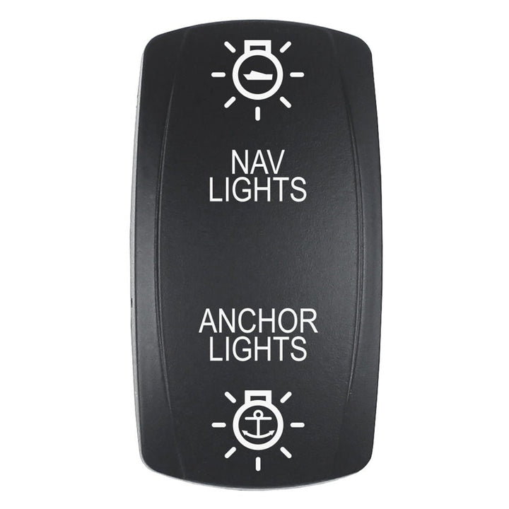 Pacer Actuator - 'NAV/ANC' f/V Series Contura Switches - Black - Laser Etched (Top/Bottom Light) [EV2LE - NAVANC] - Houseboatparts.com