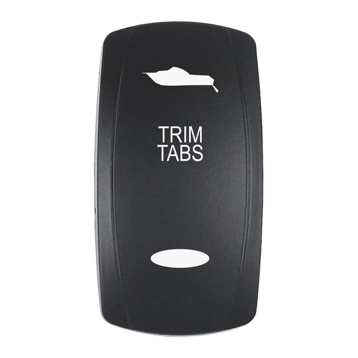 Pacer Actuator - 'TRIM TABS' f/V Series Contura Switches - Black - Laser Etched (Top/Bottom Light) [EV2LE - TRM] - Houseboatparts.com