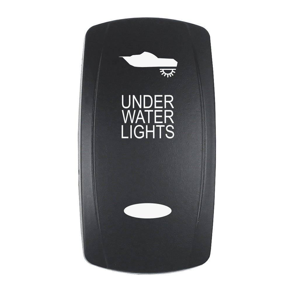Pacer Actuator - 'UNDER WATER LIGHTS' f/V Series Contura Switches - Black - Laser Etched (Top/Bottom Light) [EV2LE - UW] - Houseboatparts.com
