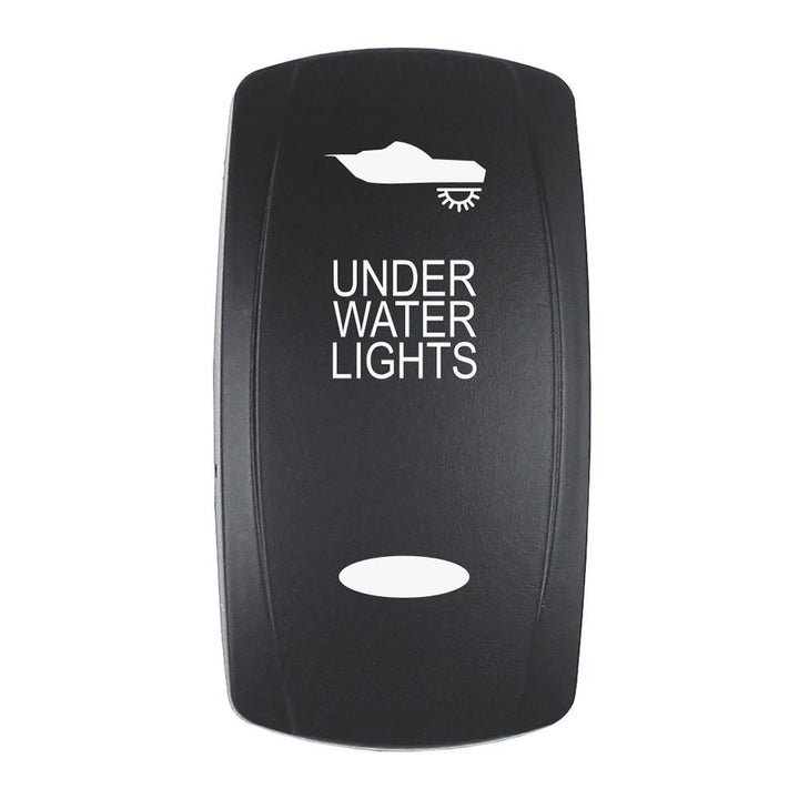 Pacer Actuator - 'UNDER WATER LIGHTS' f/V Series Contura Switches - Black - Laser Etched (Top/Bottom Light) [EV2LE - UW] - Houseboatparts.com