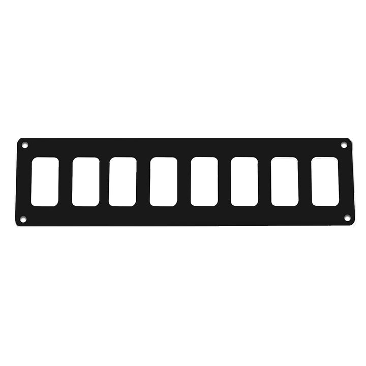 Pacer Switch Panel - 8 Switch 1 Row - 12.5" x 2.75" - Black Powder Coated Aluminum [PSC - 81 - BK] - Houseboatparts.com