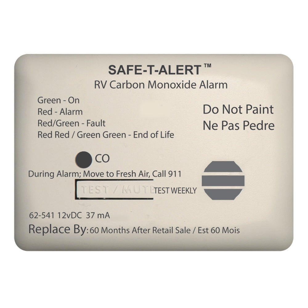 Safe - T - Alert 62 Series Carbon Monoxide Alarm - 12V - RV Surface Mount - White [62 - 541 - WT] - Houseboatparts.com
