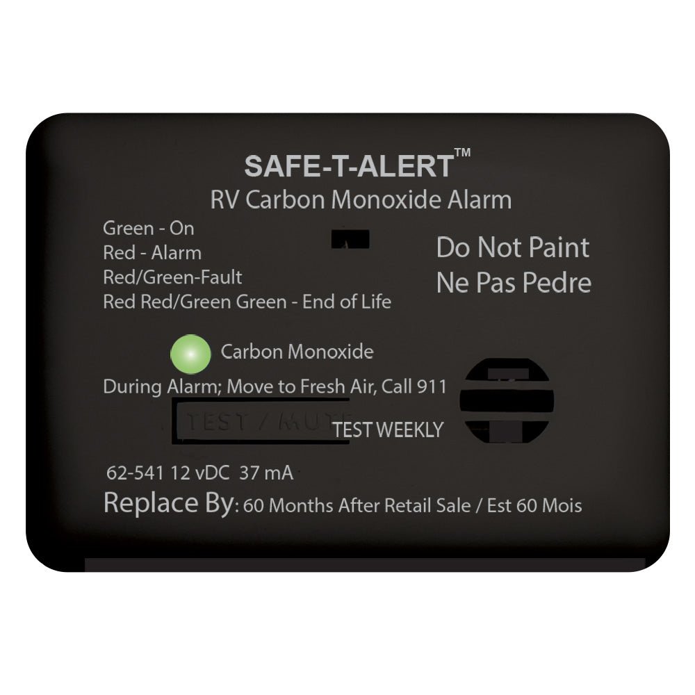 Safe - T - Alert 62 Series Carbon Monoxide Alarm - 12V - RV Surface Mount - Black [62 - 541 - BL] - Houseboatparts.com