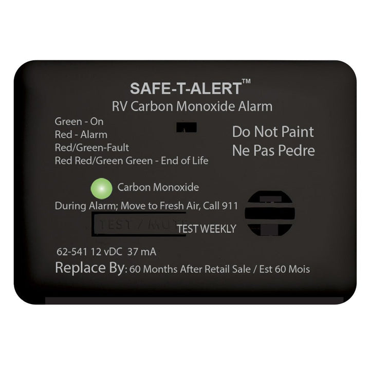 Safe - T - Alert 62 Series Carbon Monoxide Alarm - 12V - RV Surface Mount - Black [62 - 541 - BL] - Houseboatparts.com
