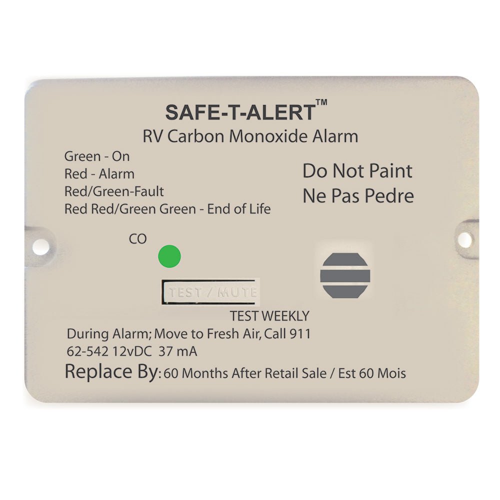 Safe - T - Alert 62 Series Carbon Monoxide Alarm - 12V - RV Flush Mount - White [62 - 542 - WT] - Houseboatparts.com