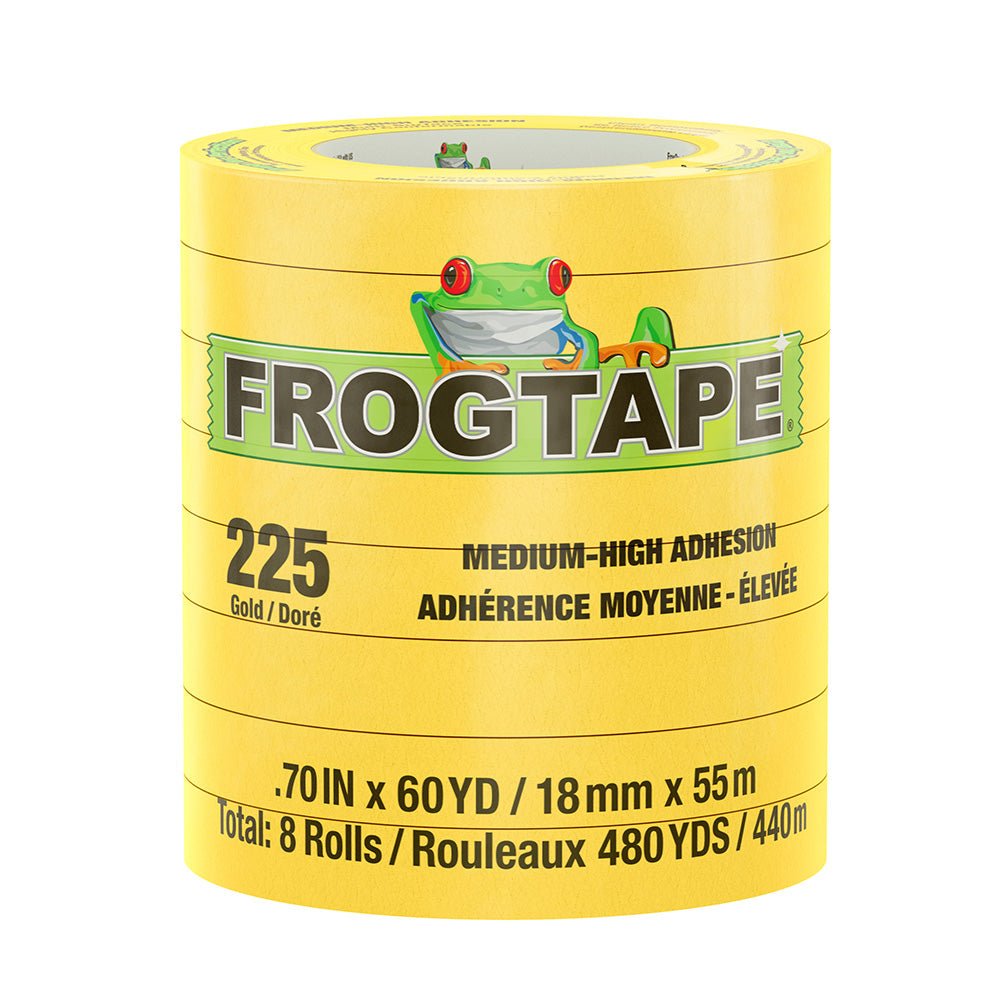 FrogTape CP 225 Medium - High Adhesion Masking Tape - 18MM x 55M x 12 - Pack - Gold - Rated f/225F [105545] - Houseboatparts.com