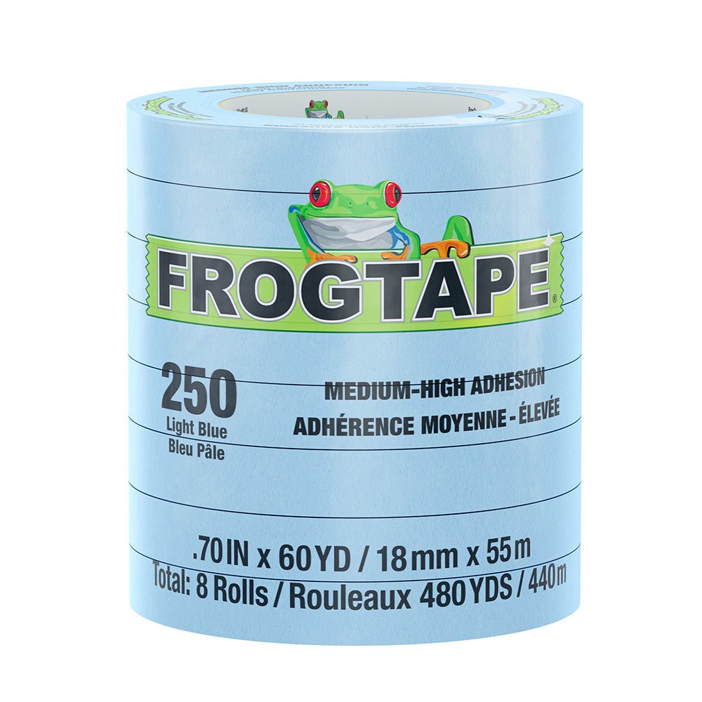 FrogTape CP 250 Medium - High Adhesion Masking Tape - 18MM x 55M x 12 - Pack - Light Blue - Rated f/250F [105770] - Houseboatparts.com