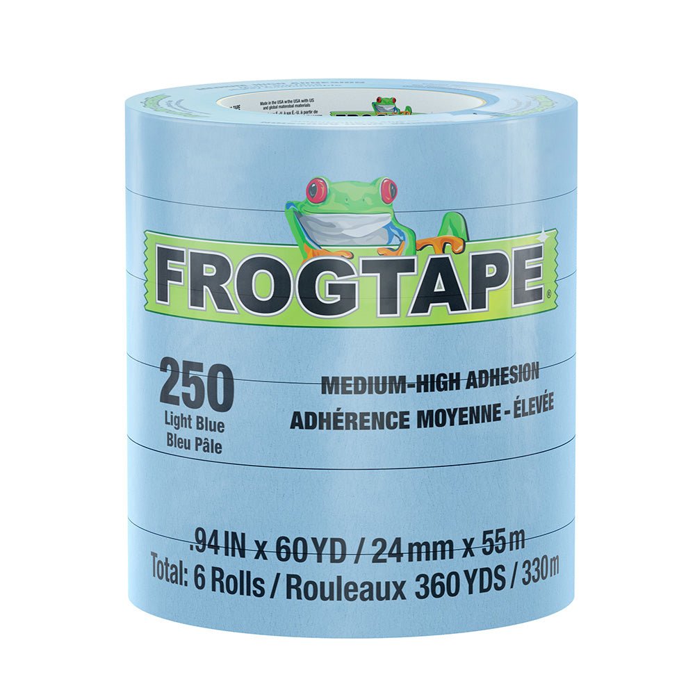 FrogTape CP 250 Medium - High Adhesion Masking Tape - 24MM x 55M x 12 - Pack - Light Blue - Rated f/250F [105327] - Houseboatparts.com