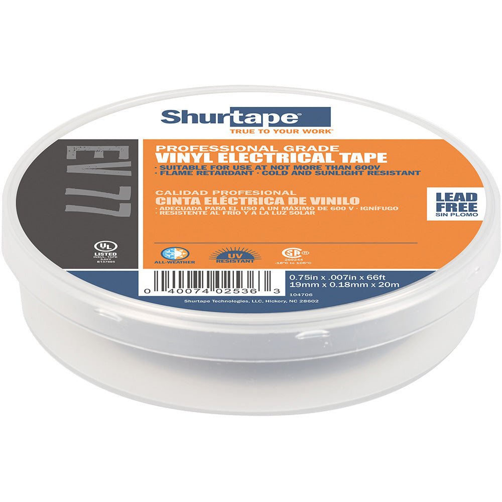 Shurtape EV 077B Professional Grade Black Electrical Tape f/Insulating Splicing - 3/4" x 66' - 10 - Pack [104706] - Houseboatparts.com