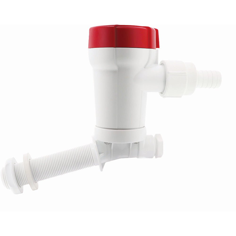 Rule 500 GPH Livewell Pump Angled Thru - Hull Inlet [601C] - Houseboatparts.com