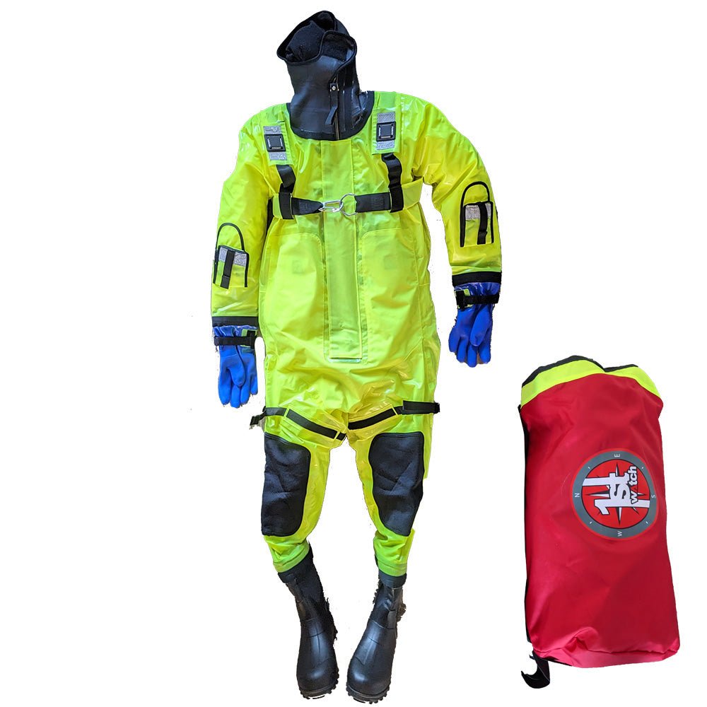 First Watch RS - 1008 Ice Rescue Suit Hi - Vis Yellow - Jumbo (Built to Fit Over 6') [RS - 1008 - HV - U] - Houseboatparts.com