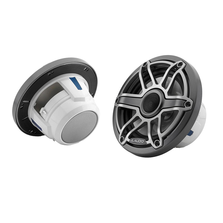 JL Audio M6 Series 6.5" Marine Coaxial Speakers w/Titanium Sport Grille - M6 - 650X - S - GmTi [010 - 03091 - 00] - Houseboatparts.com