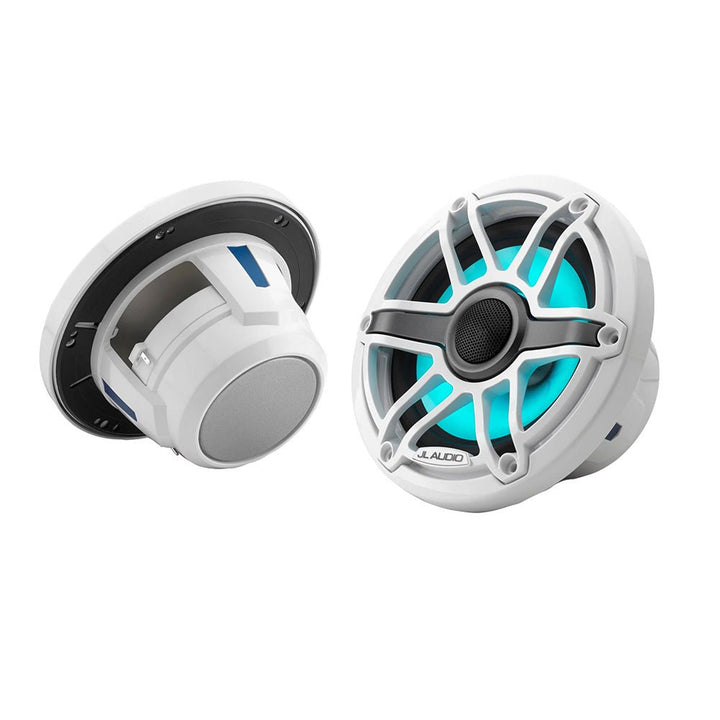 JL Audio M6 Series 6.5" Marine Coaxial Speakers w/Gloss White Sport Grille Transflective LED Lighting - M6 - 650X - S - GwGw - i [010 - 03093 - 00] - Houseboatparts.com
