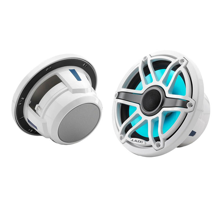 JL Audio M6 Series 7.7" Marine Coaxial Speakers w/Gloss White Sport Grille Transflective LED Lighting - M6 - 770X - S - GwGw - i [010 - 03074 - 00] - Houseboatparts.com