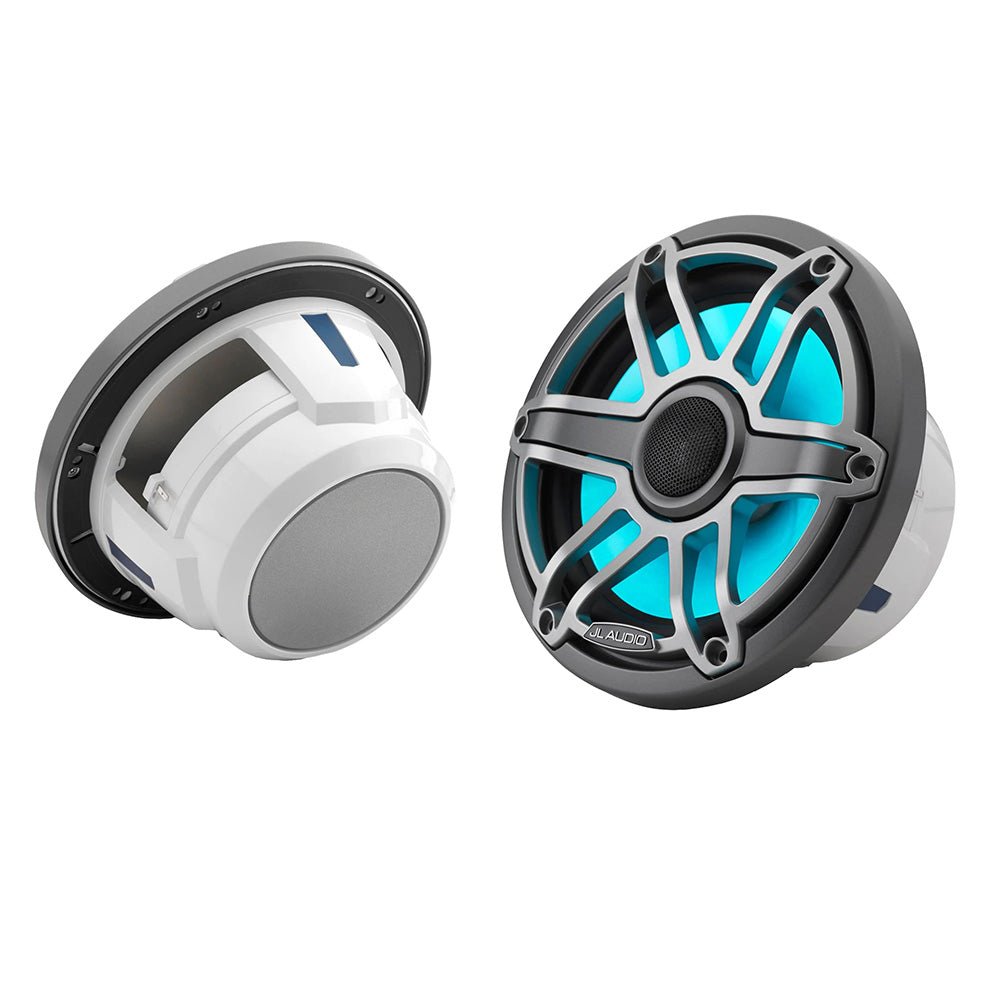 JL Audio M6 Series 7.7" Marine Coaxial Speakers w/Grey Metallic Sport Grille Transflective LED Lighting - M6 - 770X - S - GmTi - i [010 - 03076 - 00] - Houseboatparts.com