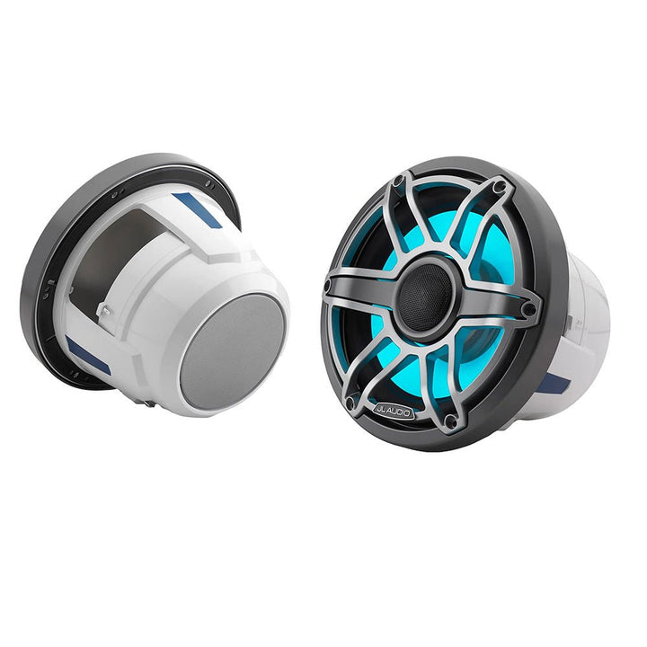 JL Audio M6 Series 8.8" Marine Coaxial Speakers w/Grey Metallic Sport Grille Transflective LED Lighting - M6 - 880X - S - GmTi - i [010 - 03099 - 00] - Houseboatparts.com