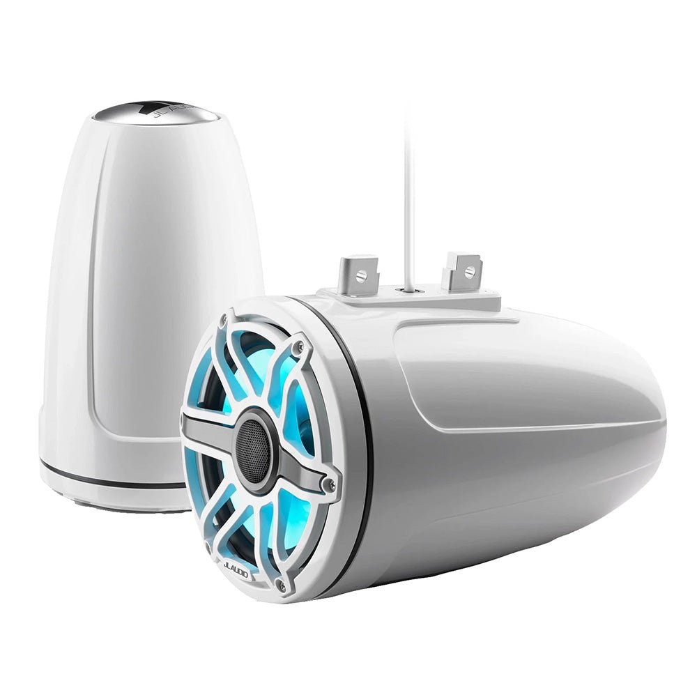 JL Audio M6 Series 7.7" Enclosed Tower Coaxial System w/Gloss White Classic Grille Transflective LED Lighting - M6 - 770ETXv3 - Gw - S - GwGw - i [010 - 03278 - 00] - Houseboatparts.com