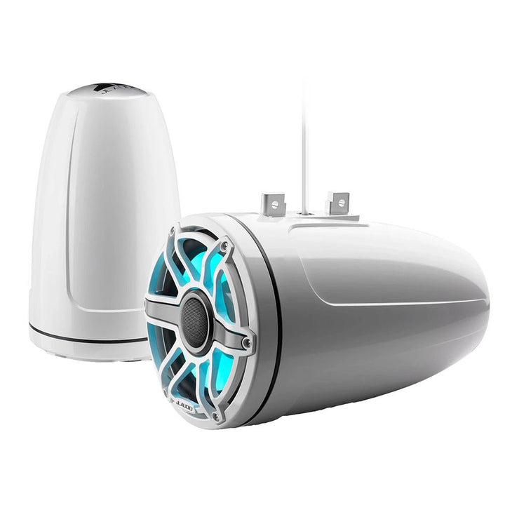 JL Audio M6 Series 8.8" Enclosed Tower Coaxial System w/Gloss White Sport Grille Transflective LED Lighting - M6 - 880ETXv3 - Gw - S - GwGw - i [010 - 03283 - 00] - Houseboatparts.com
