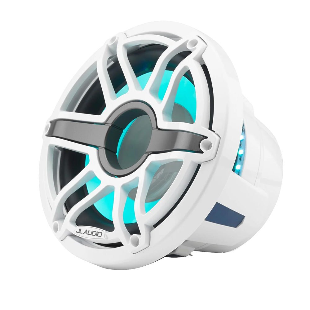 JL Audio M6 10" Marine Infinite - Baffle Subwoofer w/Gloss White Sport Grille Transflective LED Lighting - M6 - 10IB - S - GwGw - i - 4 [010 - 03085 - 00] - Houseboatparts.com
