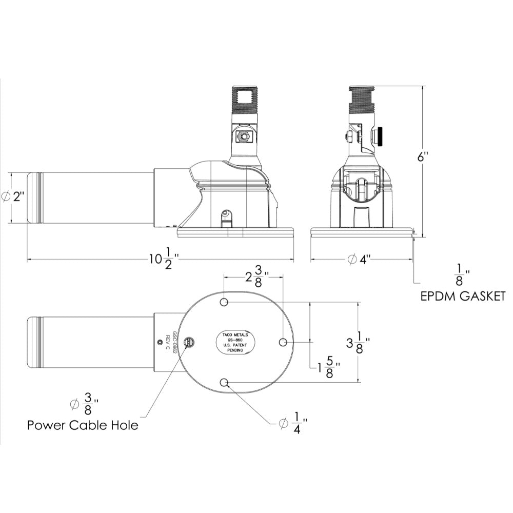 TACO Grand Slam 860 Electric VHF Antenna Mount [GS - 860] - Houseboatparts.com