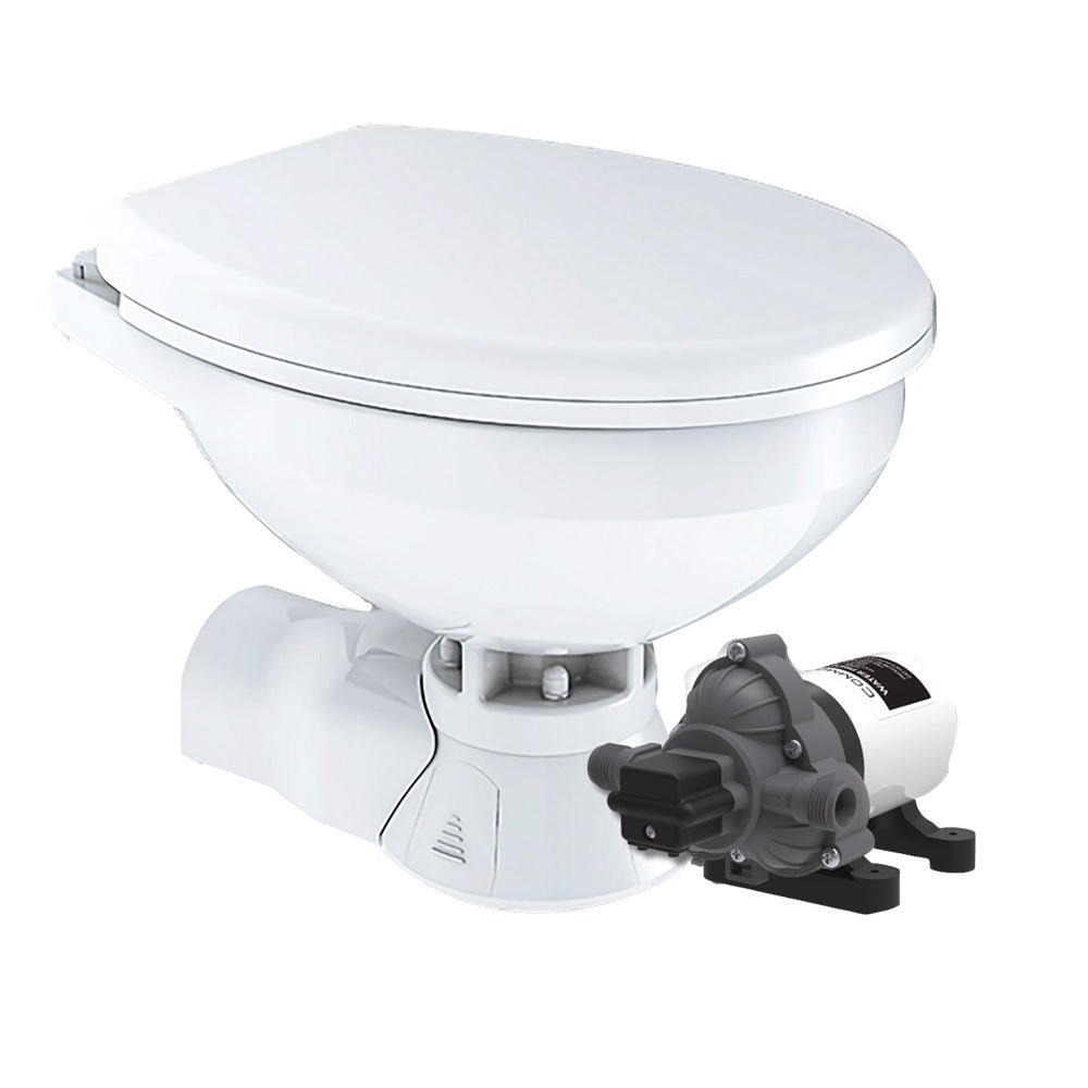 Commodore Quiet Flush Electric Toilet - Rear Macerator - Raw Water Pump - Regular Size [CM4RMT] - Houseboatparts.com