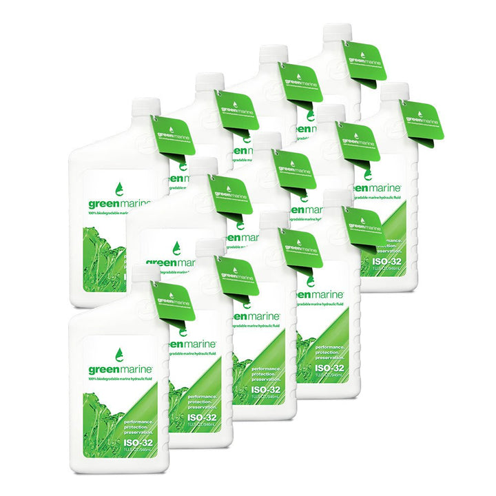 Power - Pole Green Marine ISO - 32 Hydraulic Fluid Case (12 One - Quart Bottles) [GM - ISO32 - CASE - F] - Houseboatparts.com