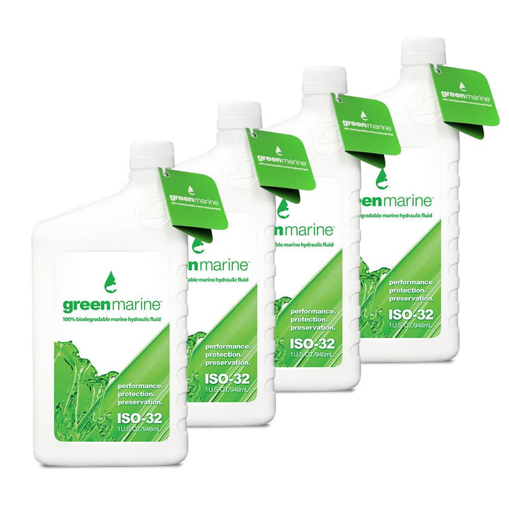 Power - Pole 4 - Pack of Green Marine ISO - 32 Hydraulic Fluid (1 qt Bottles) [GM - ISO32 - QT - 4PK] - Houseboatparts.com