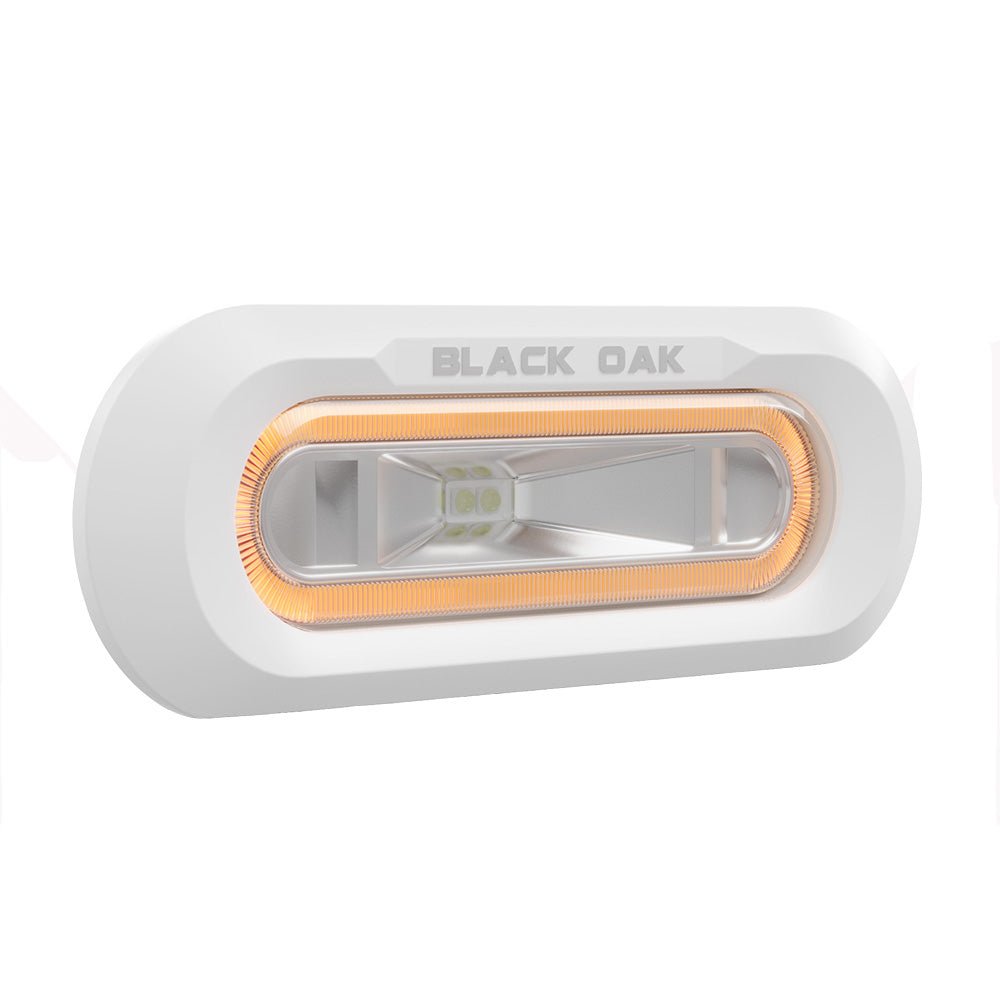 Black Oak Low Pro Marine Spreader Light - Flush Mount - White Housing - Amber LED [MLPS - FA] - Houseboatparts.com