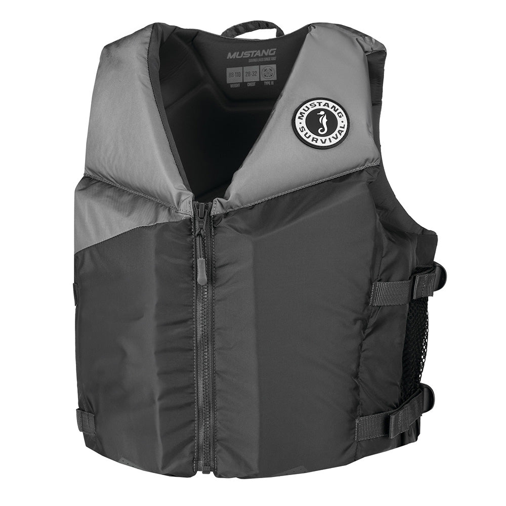 Mustang Young Adult REV Foam Vest - Grey/Light Grey/Fluorescent Yellow - Universal [MV360002 - 812 - 0] - Houseboatparts.com