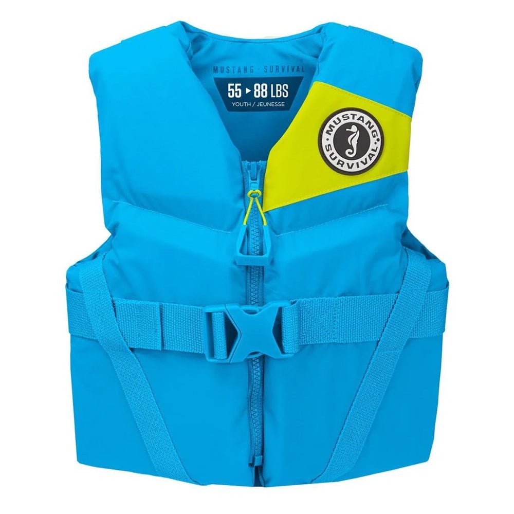 Mustang Youth REV Foam Life Vest - Azure Blue [MV357002 - 268 - 0] - Houseboatparts.com