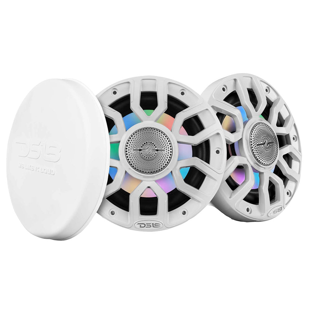 DS18 6.5" 2-Way Coaxial Marine Speakers w/Digital LED Lights  Bullet Tweeter - White - 150W, 4-Ohm [NXL-IQ6/WH]