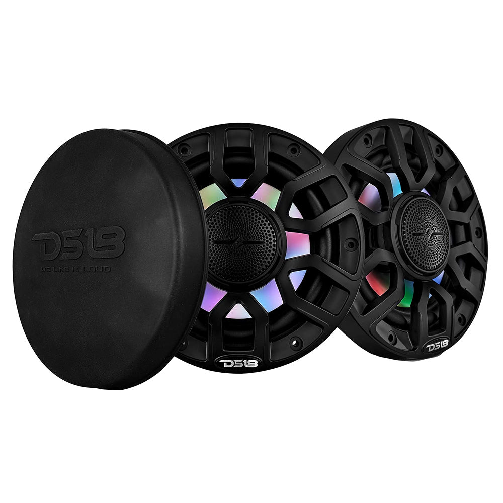 DS18 6.5" 2 - Way Coaxial Marine Speakers w/Digital LED Lights Bullet Tweeter - Black - 150W, 4 - Ohm [NXL - IQ6/BK] - Houseboatparts.com