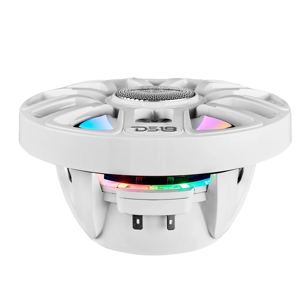 DS18 8" 2 - Way Coaxial Marine Speakers w/Digital LED Lights Bullet Tweeter - White - 175W, 4 - Ohm [NXL - IQ8/WH] - Houseboatparts.com