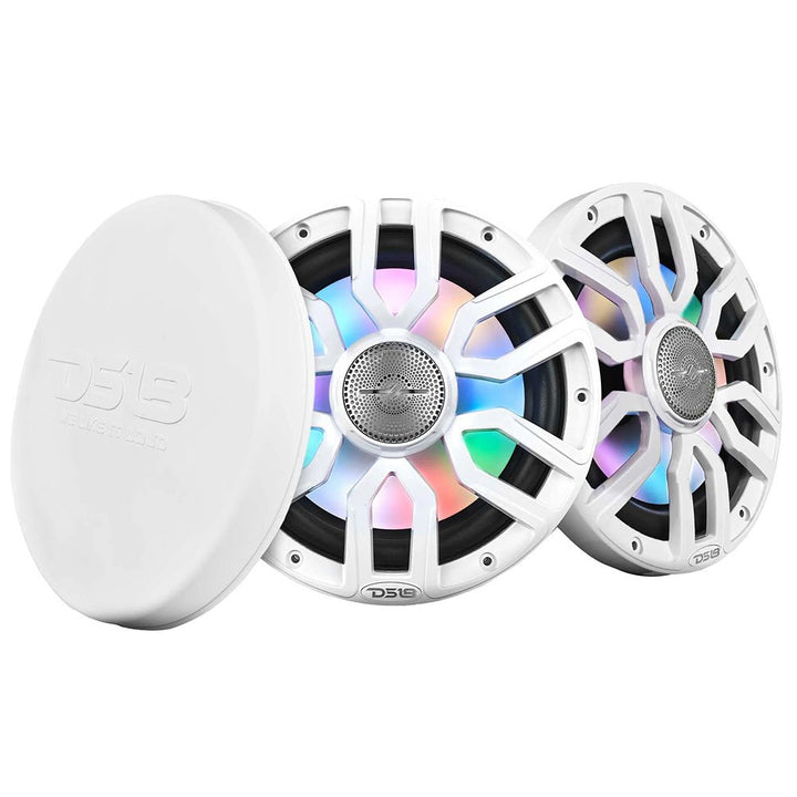 DS18 8" 2 - Way Coaxial Marine Speakers w/Digital LED Lights Bullet Tweeter - White - 175W, 4 - Ohm [NXL - IQ8/WH] - Houseboatparts.com