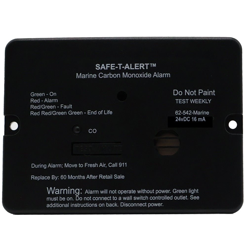 Safe - T - Alert 62 Series Marine Carbon Monoxide Alarm - 24V Flush Mount - Black [62 - 542 - BL - MARINE - 24V] - Houseboatparts.com