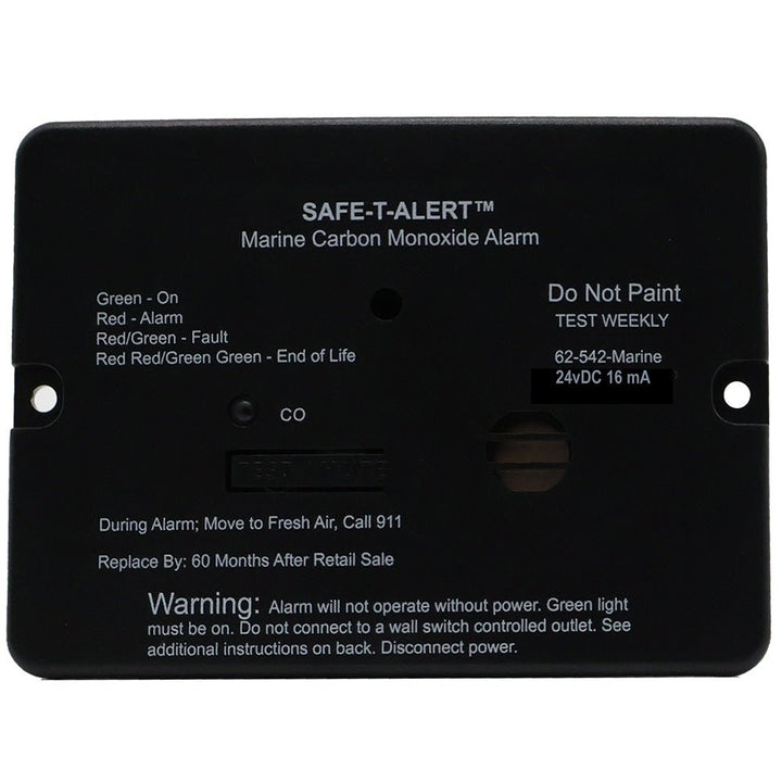 Safe - T - Alert 62 Series Marine Carbon Monoxide Alarm - 24V Flush Mount - Black [62 - 542 - BL - MARINE - 24V] - Houseboatparts.com