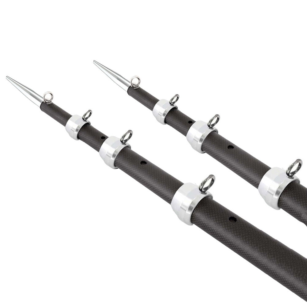 Tigress 15' XD 3K Carbon Fiber Telescoping Outrigger Poles - Matte Black/Silver - Pair [88679 - 7] - Houseboatparts.com