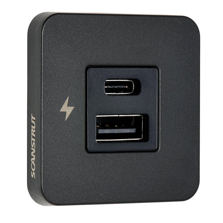 Scanstrut TILE USB - A/USB - C Interior Charging Socket - 12/24V - Black Bezel [SC - TILE - 10] - Houseboatparts.com