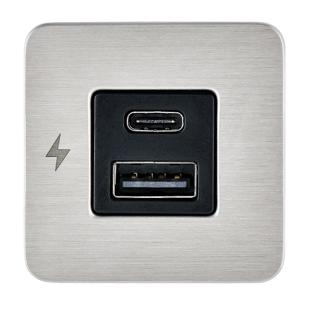 Scanstrut TILE USB - A/USB - C Interior Charging Socket - 12/24V - Stainless Steel Bezel [SC - TILE - 11] - Houseboatparts.com