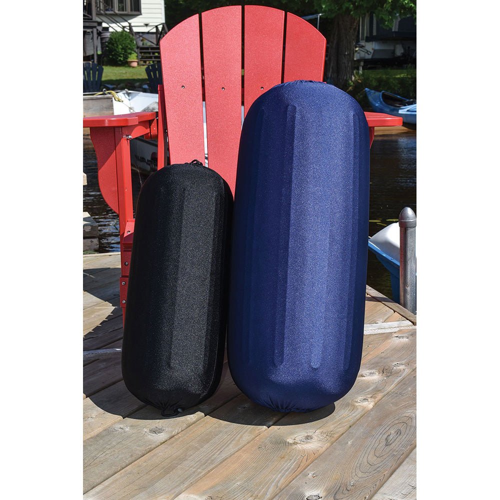 Dock Edge Reversible Fender Cover - Black/Blue - X - Large [DE965269F] - Houseboatparts.com