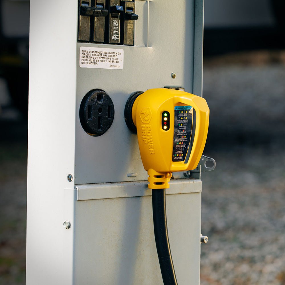 Camco Power Grip RV 12" 30Amp Circuit Analyzer Dogbone - Integrated Surge Protection [55461] - Houseboatparts.com
