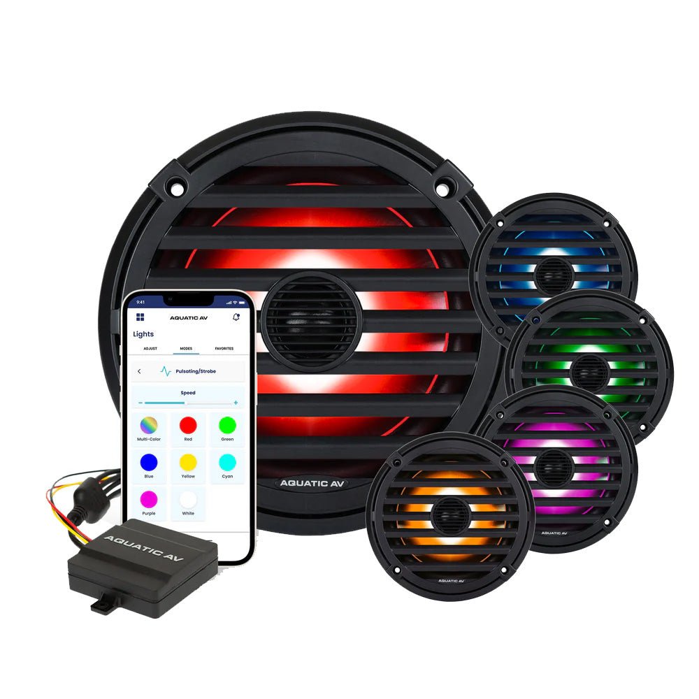 Aquatic AV ELITE 6.5" RGB Speakers - Black - Pair [EL424] - Houseboatparts.com