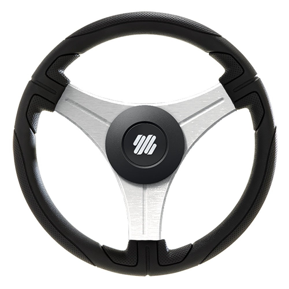 Uflex Ustica 13" Steering Wheel - Black - Polyurethane w/Silver Spokes X62 Hub [USTICA - B/S] - Houseboatparts.com