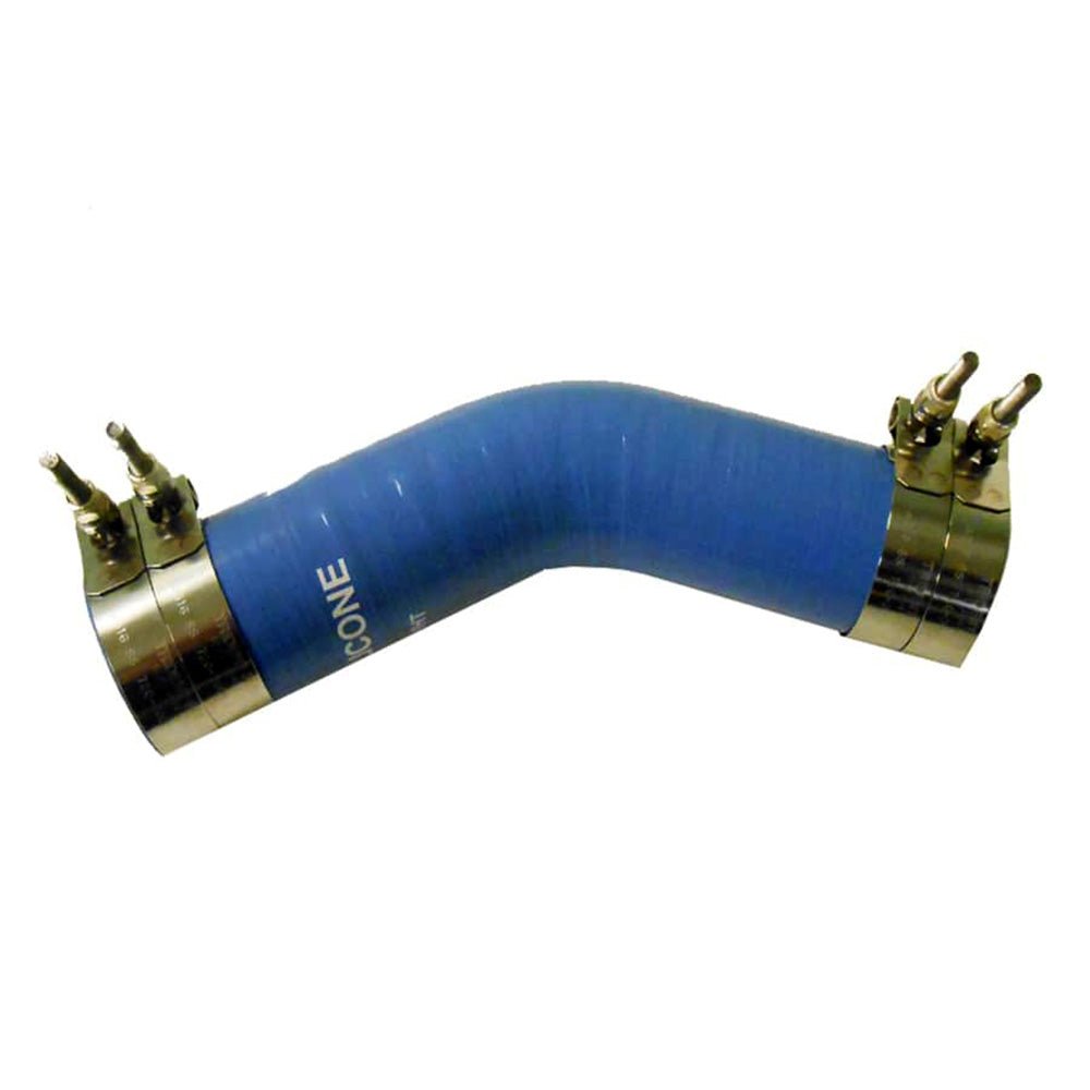 Trident Marine 2 - 1/2" ID 45 Blue Silicone Molded Wet Exhaust Elbow w/4 T - Bolt Clamps [242V2120 - S/S] - Houseboatparts.com