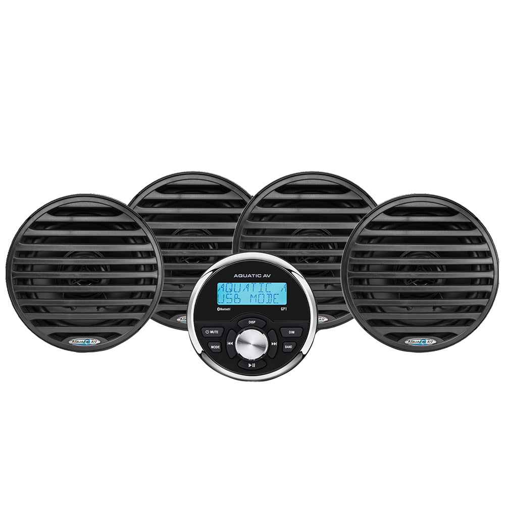Aquatic AV Economy Gauge Stereo/Speakers Kit - Black [EG100] - Houseboatparts.com