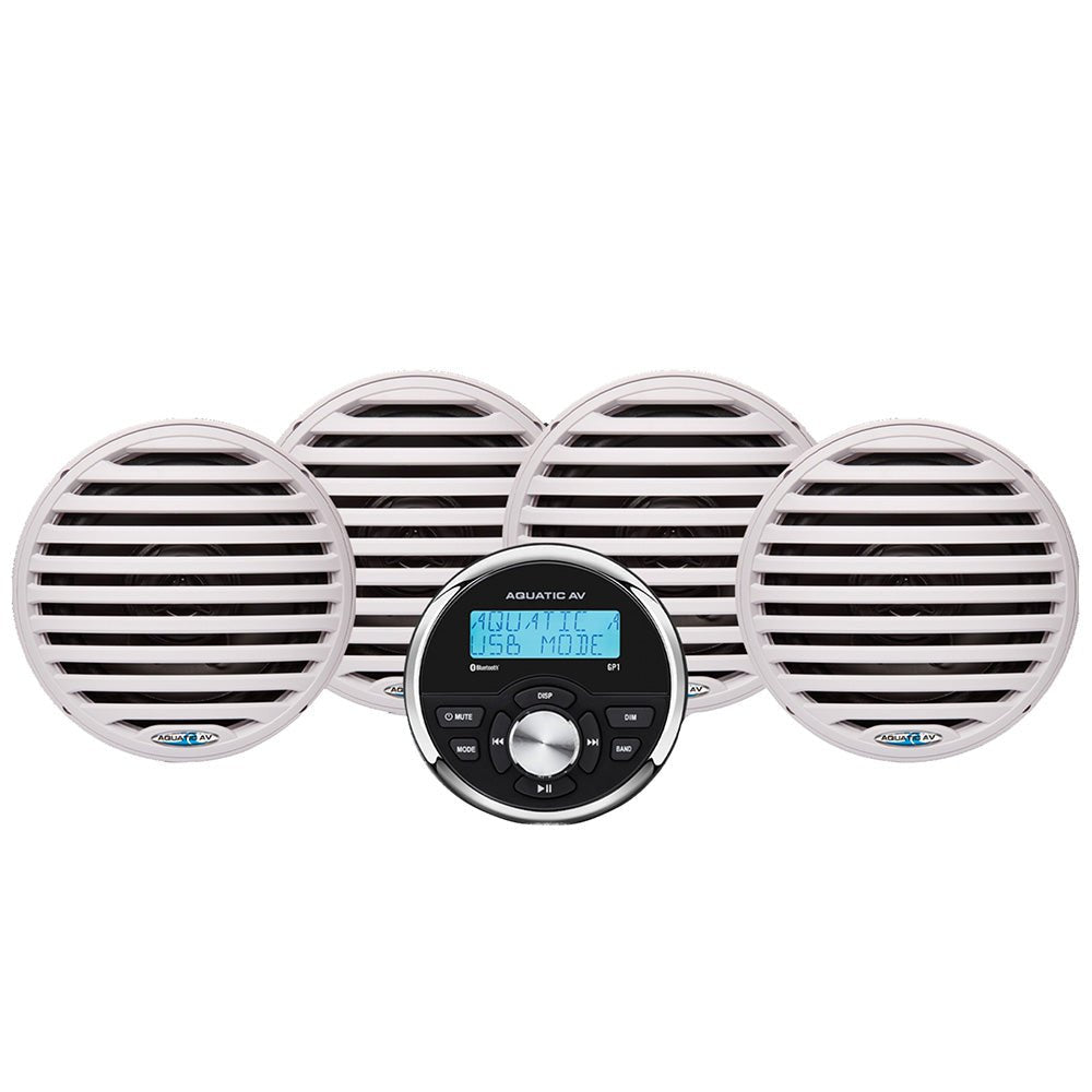 Aquatic AV Economy Gauge Stereo/Speakers Kit - White [EG200] - Houseboatparts.com