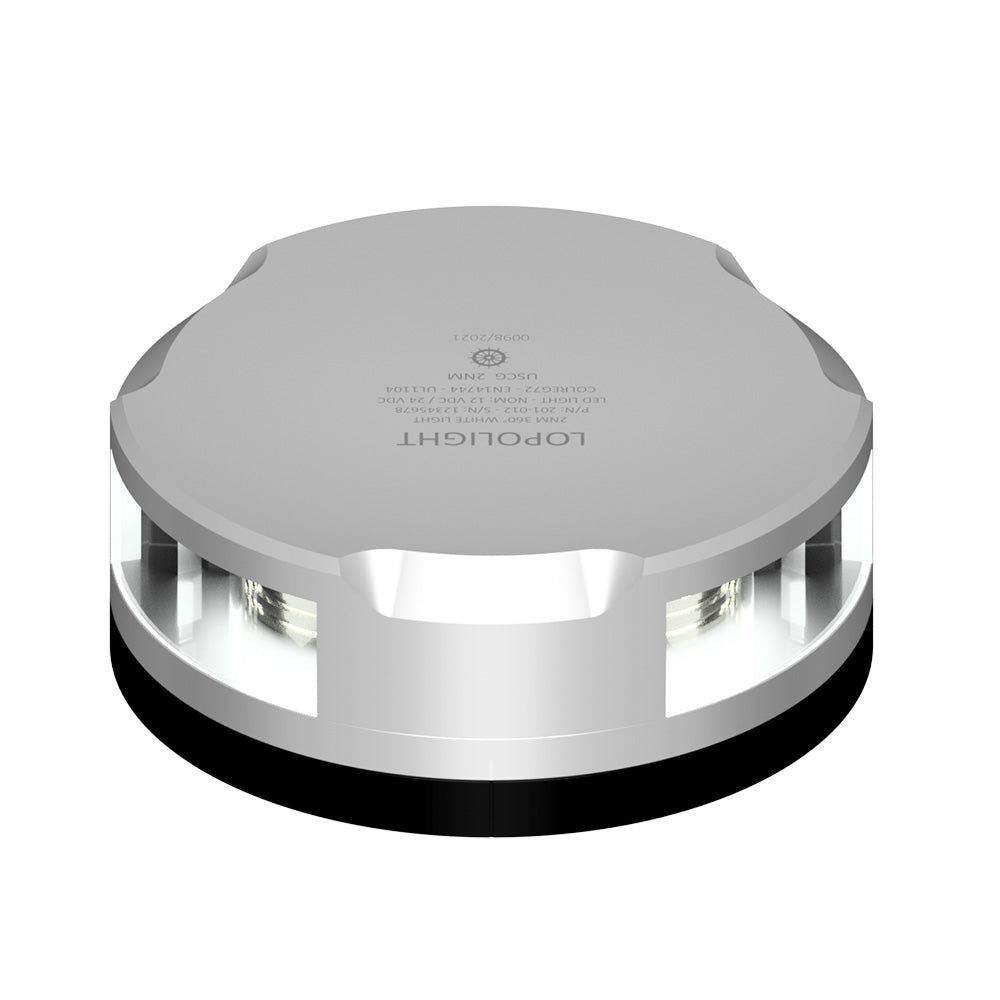 Lopolight 360 - Degree Anchor Light - 2nm - Silver Housing w/FB Base - 2.5M Cable [201 - 012 - FB 2.5M] - Houseboatparts.com
