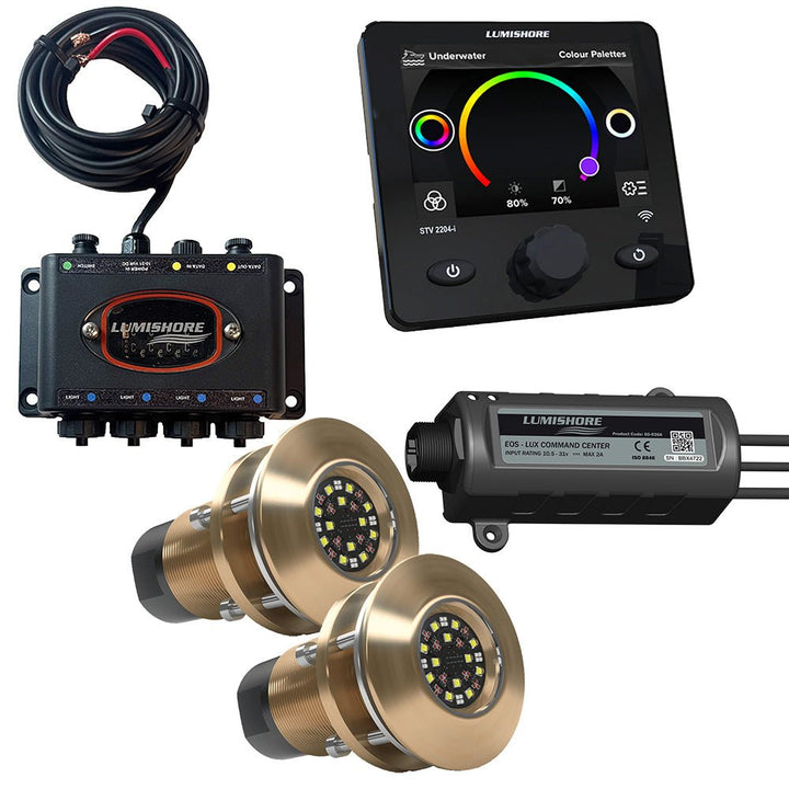 Lumishore EOS TIX404 2 Lights, Hub, LUX Command Center, Display [010 - 04531 - 00] - Houseboatparts.com