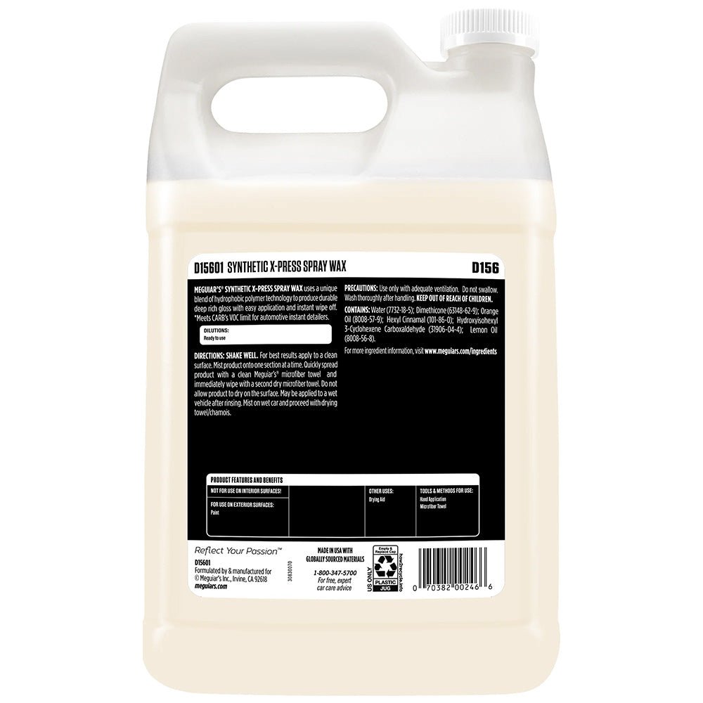 Meguiar's Synthetic X - Press Spray Wax - 1 Gallon [D15601] - Houseboatparts.com