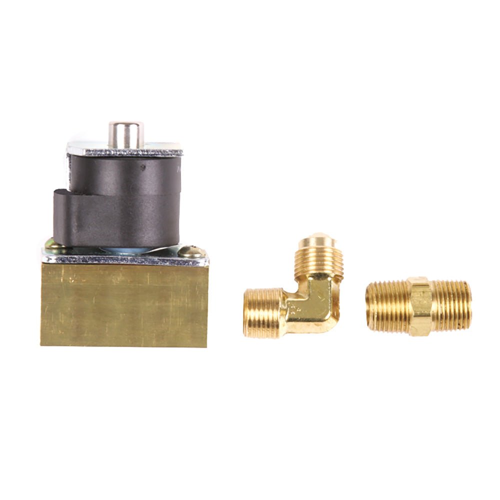 Trident Marine 12VDC Low - Pressure Brass Solenoid Shut - Off Valve 3/8" Female Ports 2 Brass Connection Fittings [1300 - 7706.2 - KIT] - Houseboatparts.com